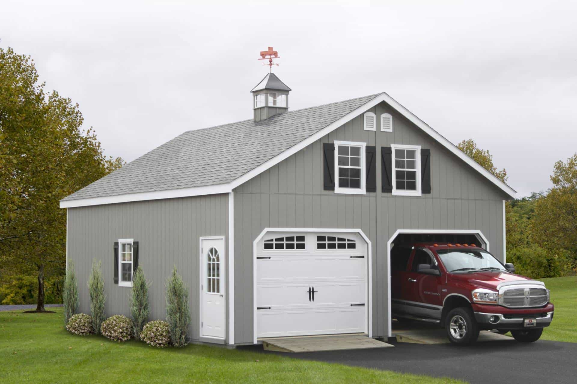 Double-wide A-Frame 2-story garage with loft
